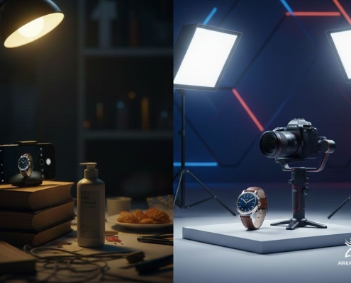 مقایسه نورپردازی حرفه ای و آماتور در تولید محتوای محصول